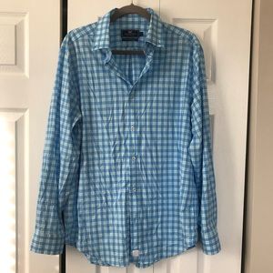 Vineyard Vines Performance Classic Fit Murray Shirt Blue and White Plaid, Large